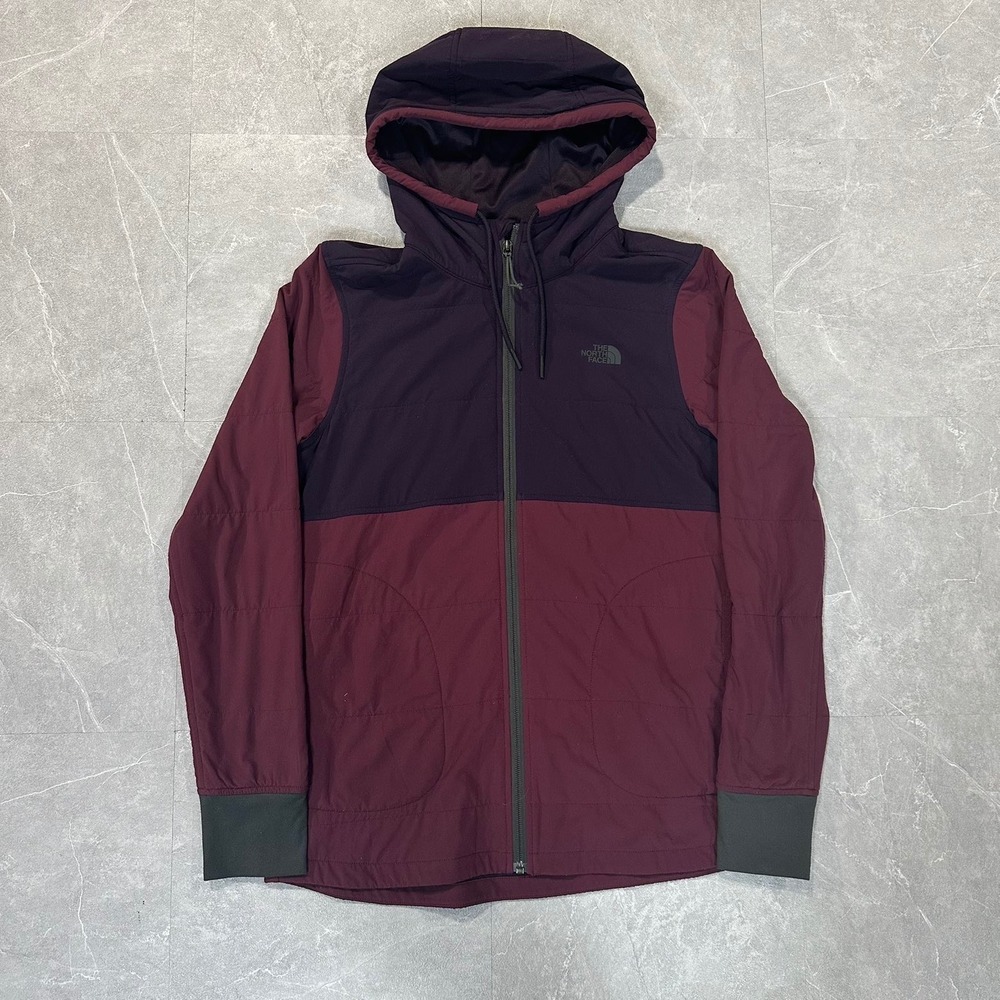 The North Face Womens Colorblock Full Zip Hooded Jacket Burgundy Plum Medium